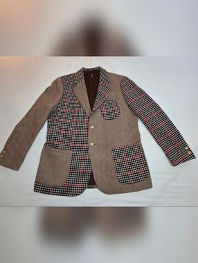 Rowing Blazers Patchwork Tweed Blazer Size XL | Houndstooth Plaid Wool Jacket |